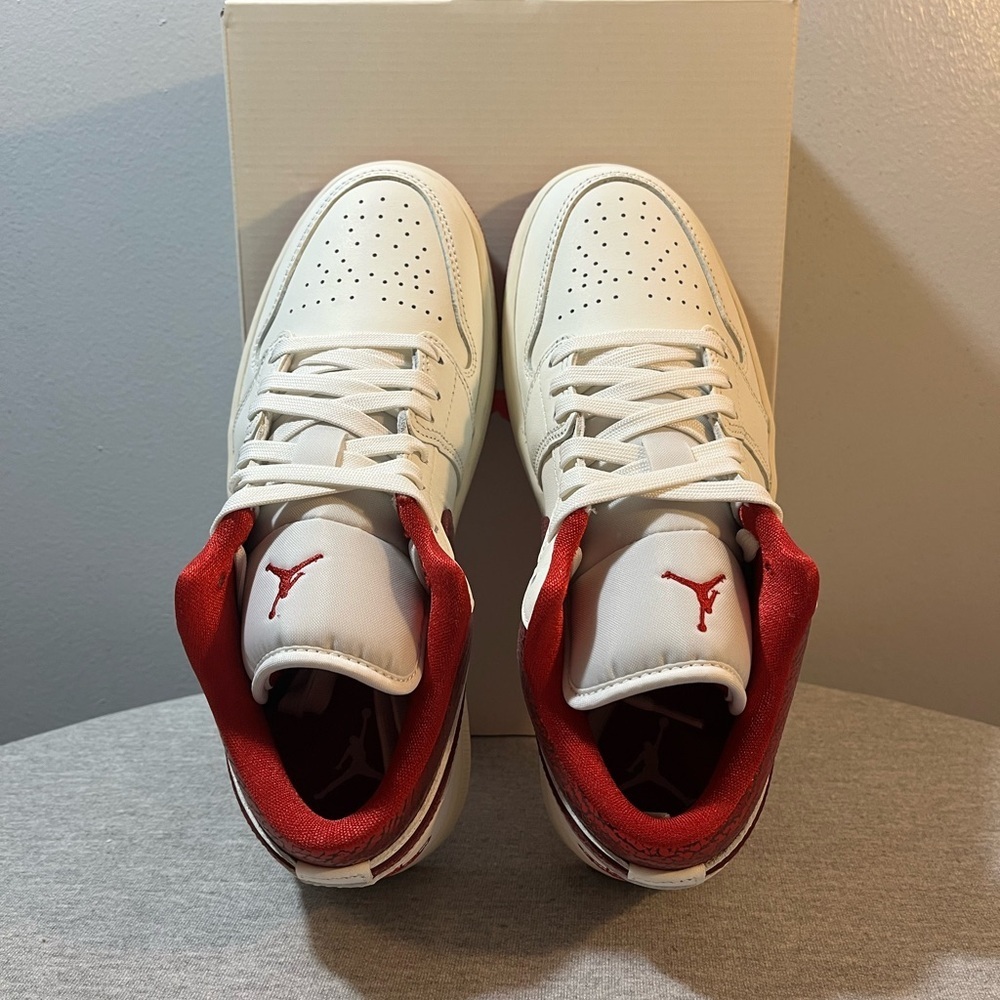 Nike Air Jordan 1 Low SE "Cracked Ruby" Sail Red Women's Shoe Size 9 HJ9338-106 - Picture 8 of 11